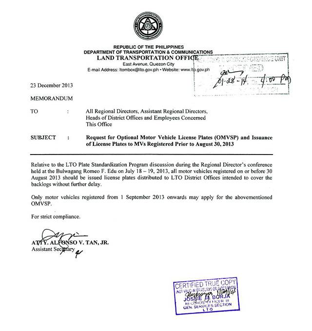 LTO January 28 memo