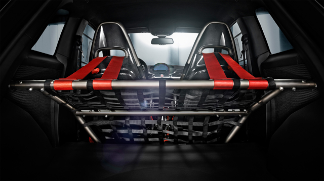 The interior of the Abarth 695 biposto is infused with racing genes