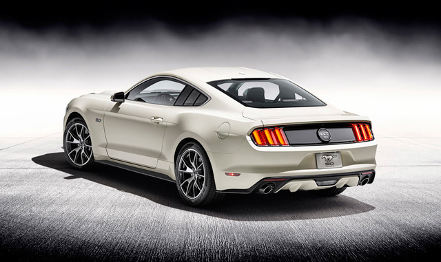 The rear of the 50 years limited edition Ford Mustang 