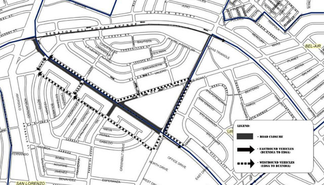 Makati traffic reroute along Ayala Avenue