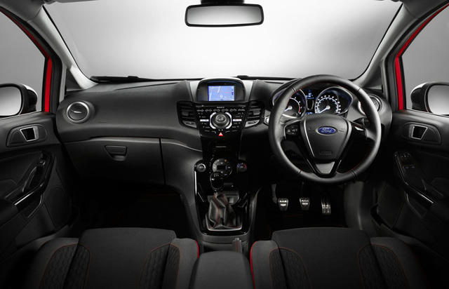 The interior of Ford Fiesta Red and Black editions