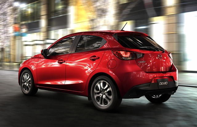 The rear of the 2015 Mazda2
