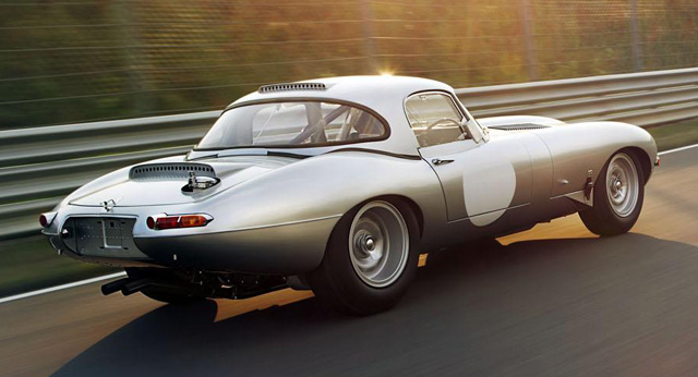The rear of the Jaguar Lightweight E-type