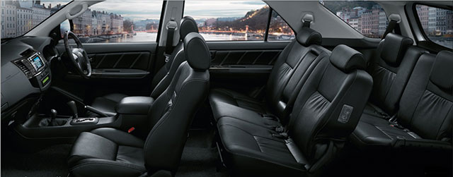 The interior of the facelifted Toyota Fortuner