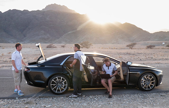 The Aston Martin Lagonda undegoing heat testing in Oman