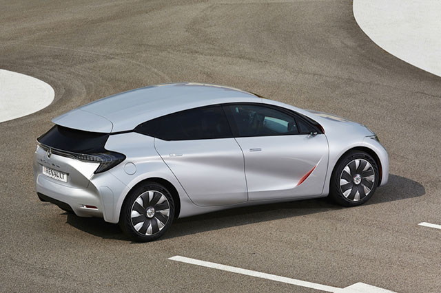 The rear and side profile of the Renault Eolab