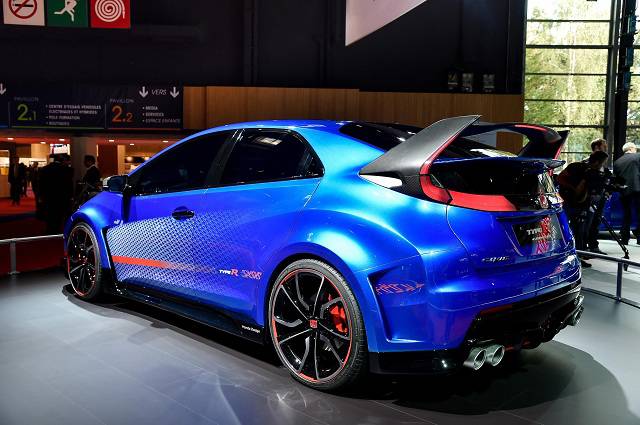 The rear and side profile of the Honda Civic Type-R