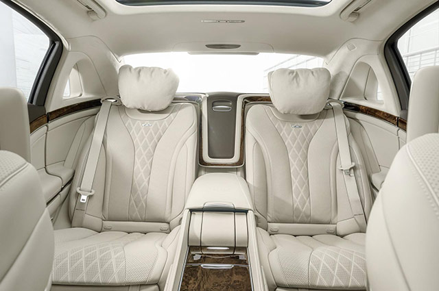 The rear passenger area of the Mercedes-Maybach S-Class