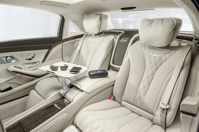 The rear passenger area of the Mercedes-Maybach S-Class