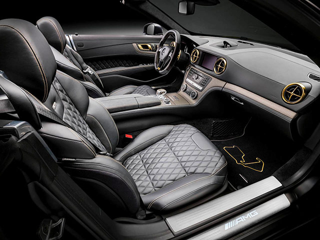 The interior of the black SL63 AMG World Championship 2014 collector's edition