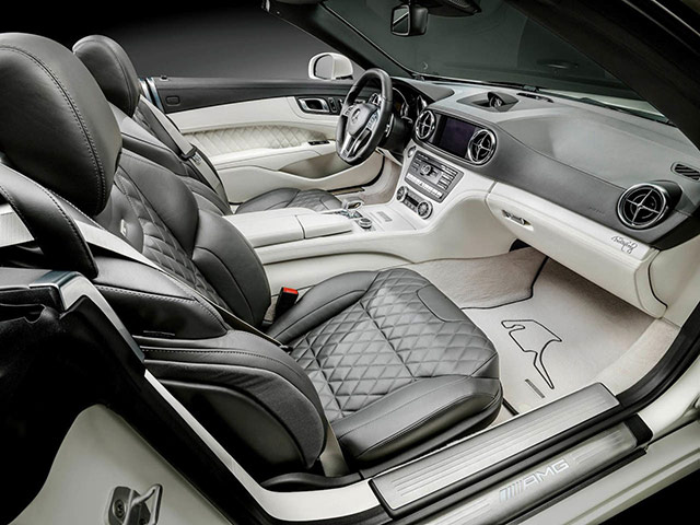 The interior of the white SL63 AMG World Championship 2014 collector's edition