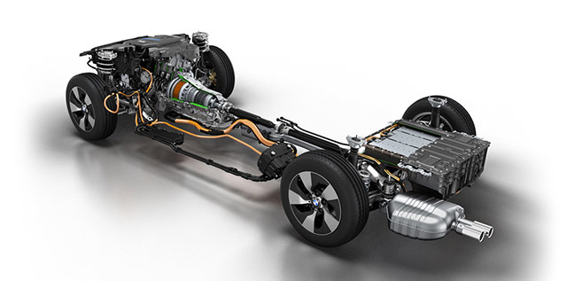 The drivetrain of the BMW 3 Series plug-in hybrid prototype
