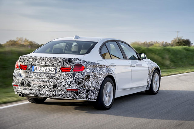 The rear of the BMW 3 Series plug-in hybrid prototype