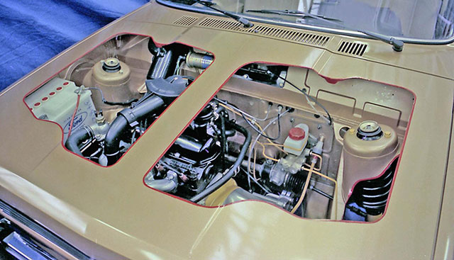 A cutaway view of the Ford Fiesta's engine bay