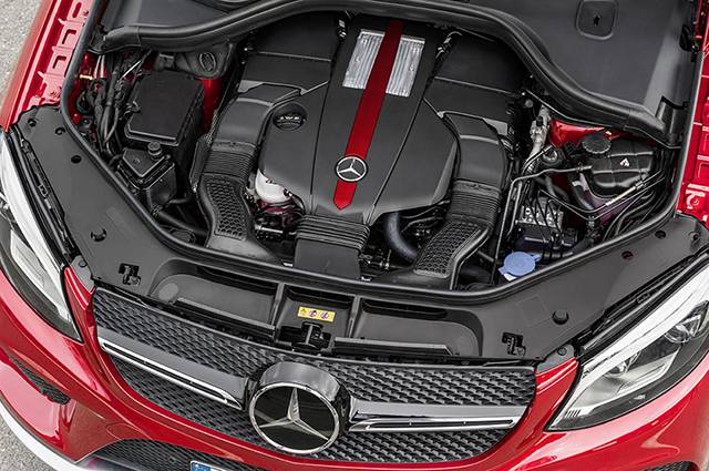 The engine bay of the GLE Coupe