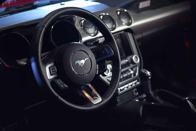 The interior of the 50 years limited edition Ford Mustang