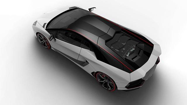 The roof, side and rear of the special edition Aventador