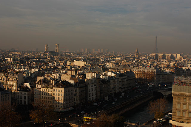 Parisian skyline and city streets