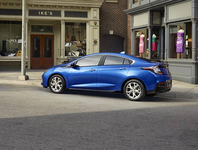 The side and rear of the new Volt