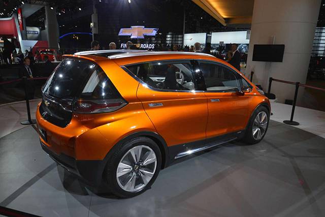 The rear and side of the Chevrolet Bolt EV concept