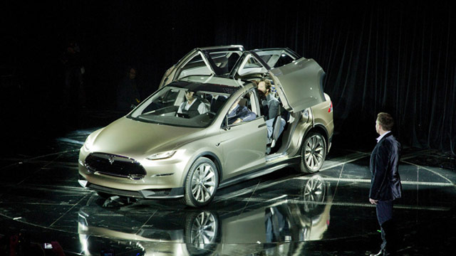 The Falcon Wing doors of the Tesla Model X