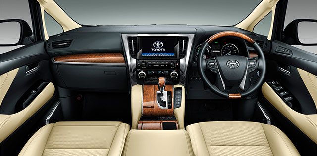 The interior of the 2015 Toyota Alphard