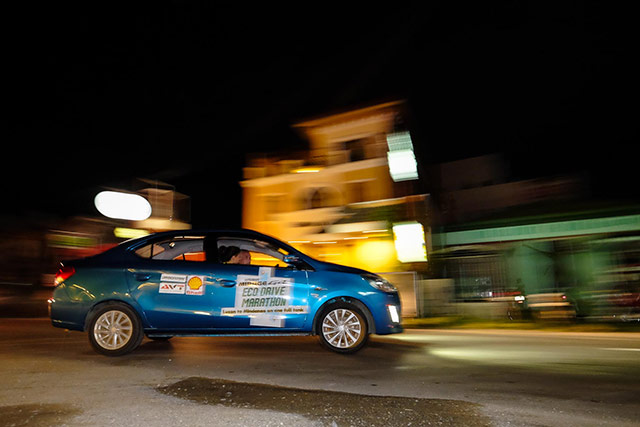 The Mitsubishi Mirage G4 in action during the MMPC's record breaking eco drive