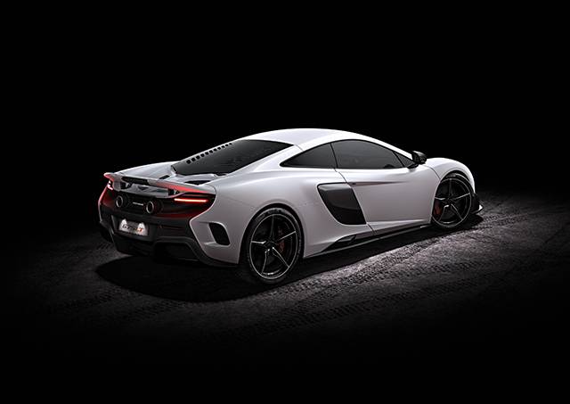 The rear and side of the McLaren 675LT