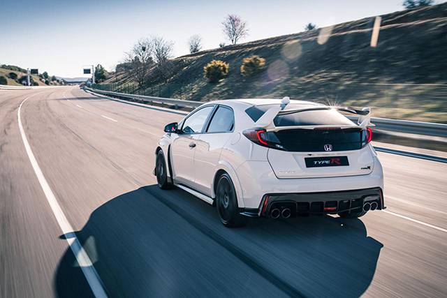 The rear and side of the 2015 Honda Civic Type R