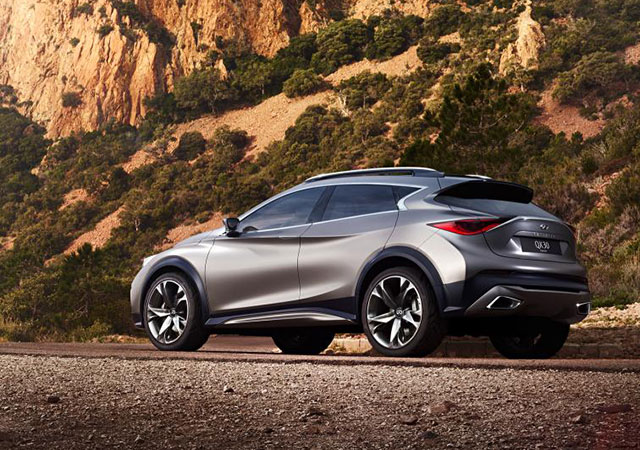The rear and side of the Infiniti QX30 Concept
