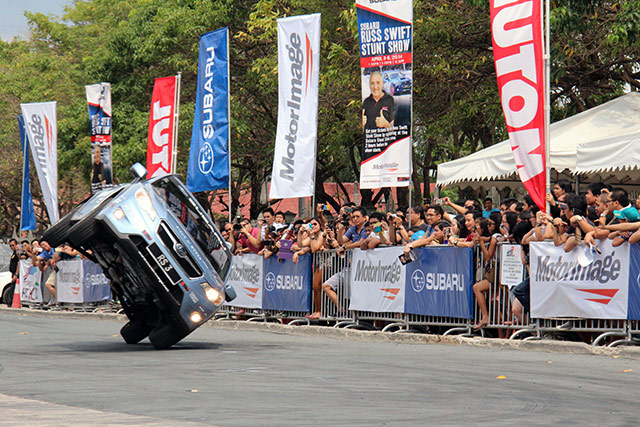world-renowned precision driver Russ Swift did a stunt show featuring Subaru cars