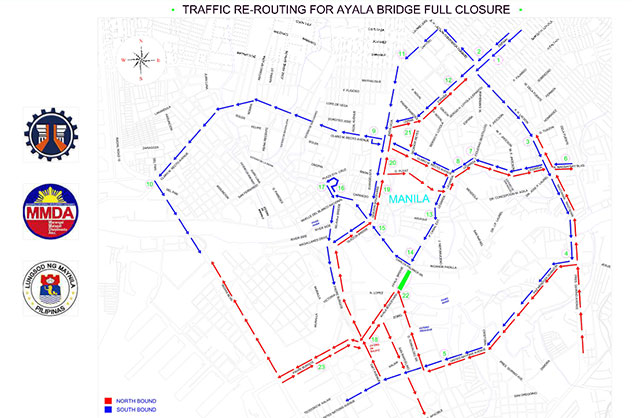 Traffic re-routing for Ayala-Bridge