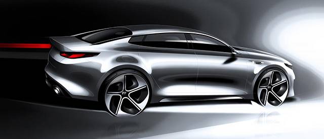 The rear and side of the 2016 Kia Optima sketch