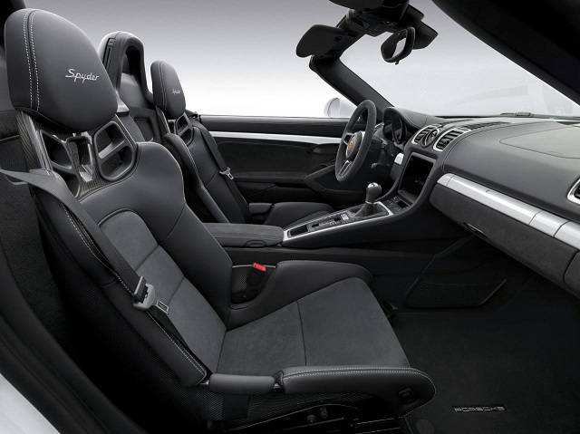 The interior of the Porsche Boxster Spyder