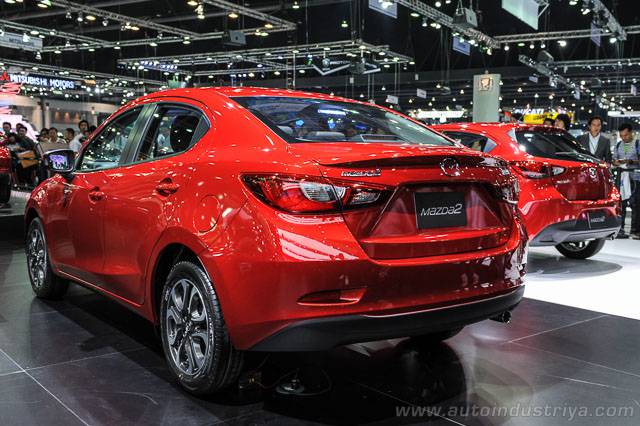 The rear of the Mazda2 Sedan