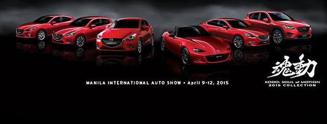 The lineup of cars Mazda will display during the 2015 MIAS