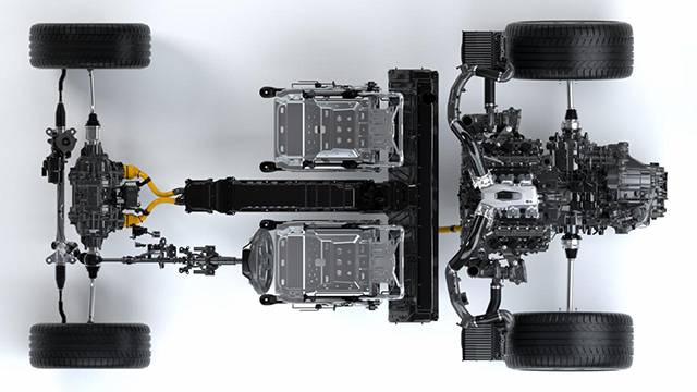 A top-view of the Acura NSX's chassis