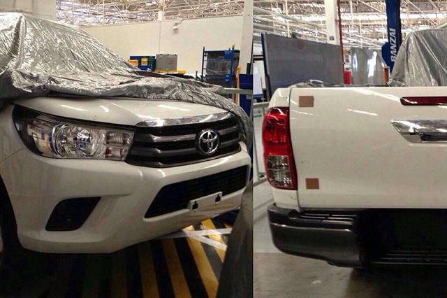 The front and rear end of the supposedly 2016 Toyota Hilux