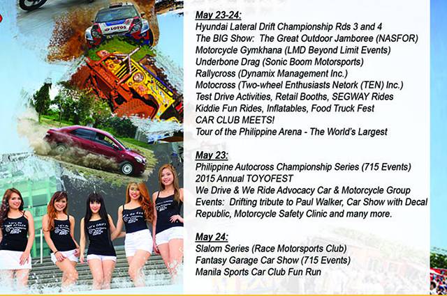 The schedule of events for the 2-day 2015 Philippine Motoring Festival