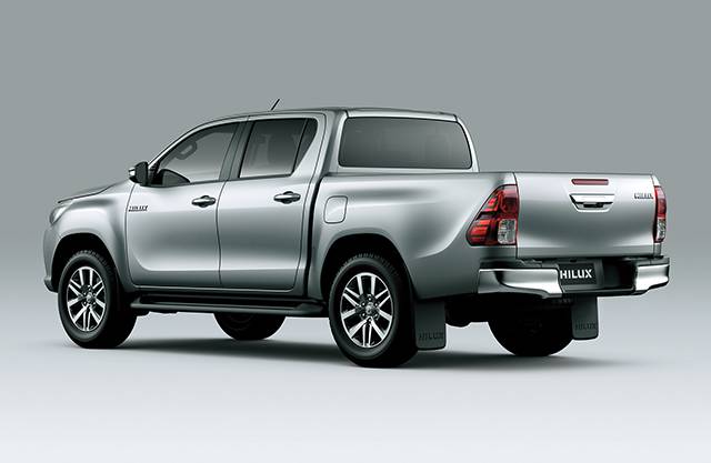 The rear and side of the 2016 Toyota Hilux