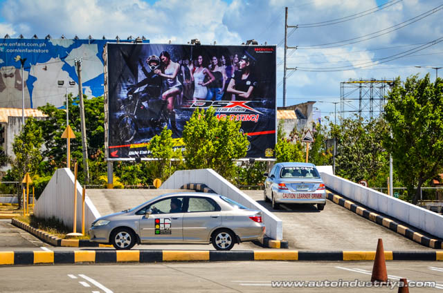 Driving around the track with other student drivers