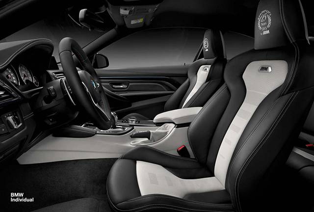 The interior of the BMW Individual M4 Coupe 25th Anniversary