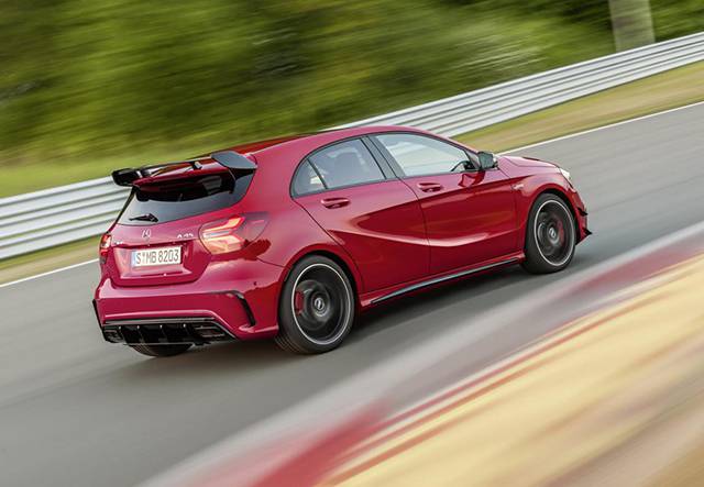 The rear and side of the Merc A-Class