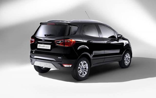 The updated Ford EcoSport's rear and side
