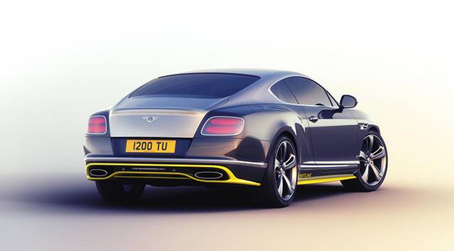 The rear and side of the special edition Bentley