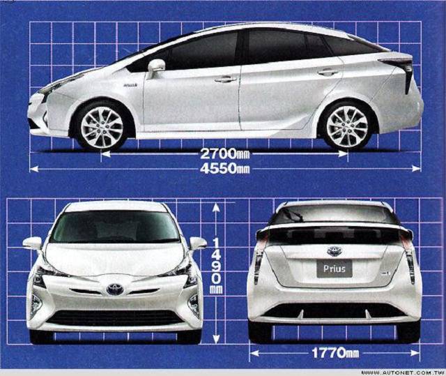 Body dimensions of the Toyota Prius