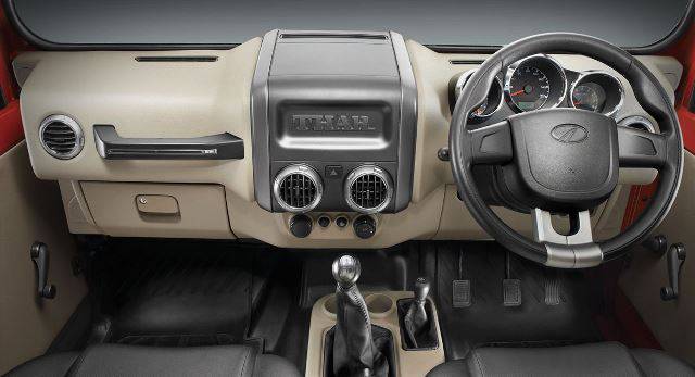 Interior of the 2015 Mahindra Thar