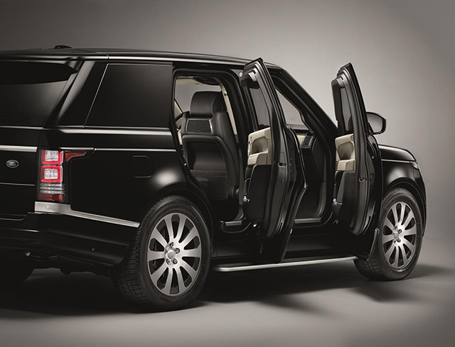 The rear and side of the Range Rover Sentinel