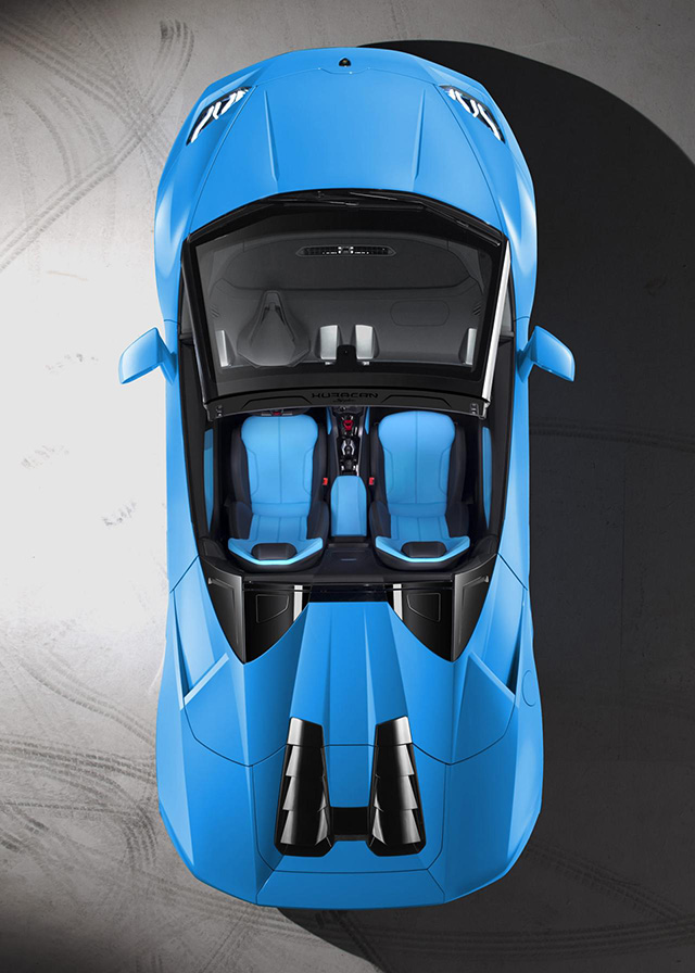 Top view of the Lamborghini Huracan Spyder
