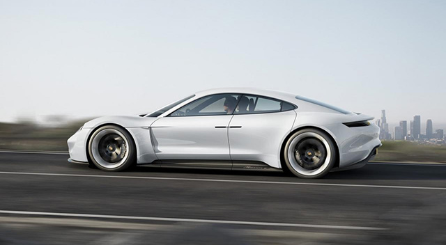 The side profile of the Porsche Mission E concept